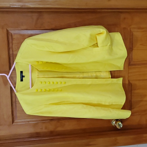 Women's Yelllow Linen Blend Jacket Evan Picone Sz 16W - Picture 9 of 9